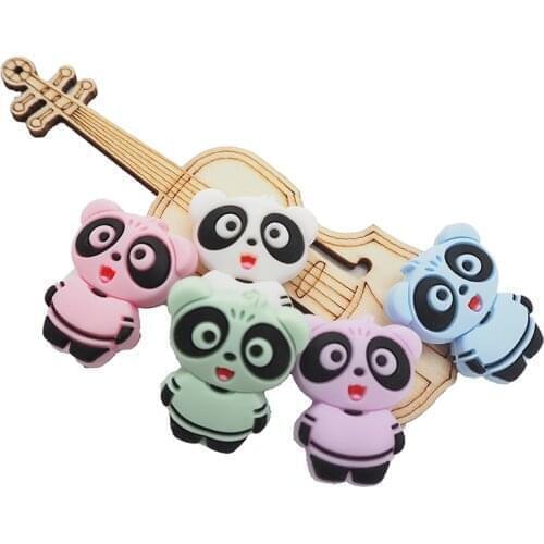 Chenkai 10PCS Mini Panda Shaped Silicone Lovely Beads BPA Free For DIY Baby Making Sensory Jewelry Necklace Chain Food Grad