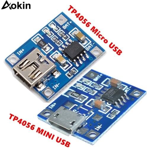 10 Pcs TP4056 5V 1A Micro USB Mini USB 18650 Lithium Battery Charging Board Charger Module+Protection Dual Functions
