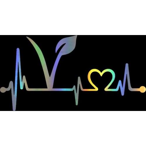 20.3x10.2cm Car Sticker Vegan Vegetarian Heartbeat Lifeline Vinyl Sticker Vinyl Car Accessories Decal Sticker Car Styling