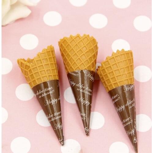 3Pcs 7CM 3D Simulation Ice Cream Cone Resin Cabochon Decoration Crafts Miniature Fake Food DIY Embellishments for Scrapbooking