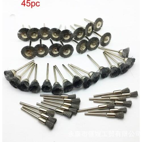 45Pcs Set Steel Wire Wheel Polishing Wheels Kit for Rotary Tools
