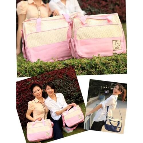 5 Pcs Multifunctional Set Baby Changing Diaper Nappy Bag Maternity Mummy Handbag C5AF