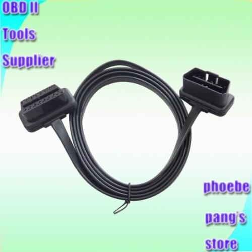 50pcs High Quality Flat+Thin As Noodle 150cm OBDII OBD2 16Pin Male to Female Extension Cable ELM327 Car Diagnostic Interface