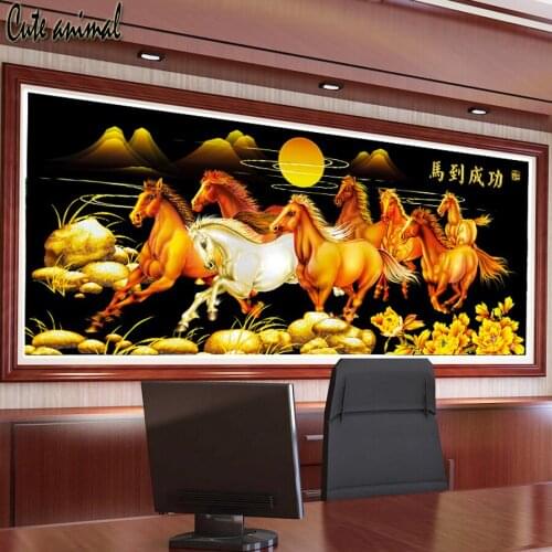 Diamant Painting Animal running horses Full 5d Diamond Painting Diamond Embroidery Rhinestone Diamond Mosaic Office decoration