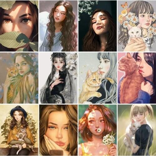 Diy Diamond Painting Character Cross Stitch Girl Illustration Full Diamond Mosaic Picture Home Bedroom Decoration Painting