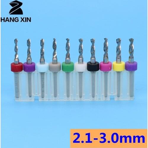 Free shipping 10pcs 2.1mm to 3.0mm PCB mini drill Bit tungsten steel carbide for print circuit board cnc drill Bits Machine