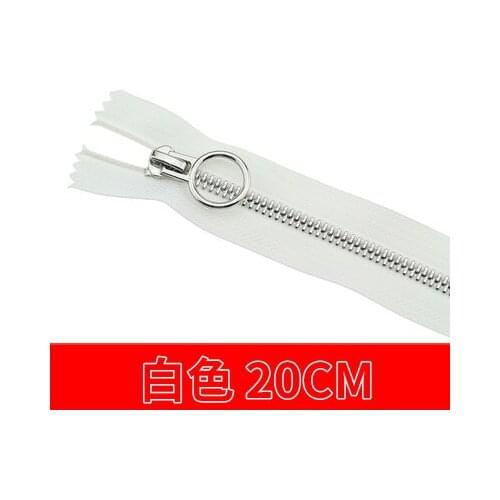 Free shipping 10pcs/lot 20cm White zipper 5# Metal zipper Round zipper head clothing trousers zipper accessories