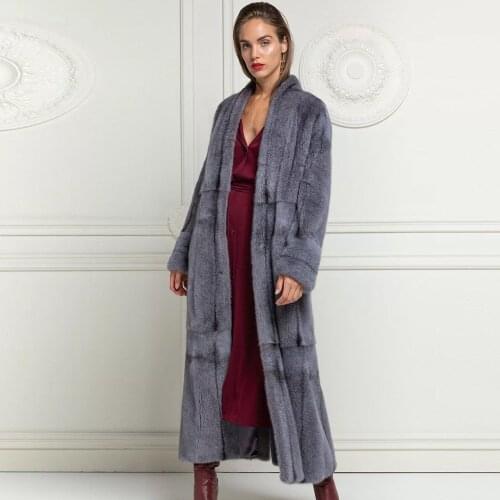 BFFUR 130cm Long Real Mink Fur Coats For Women Natural High Quality Full Pelt Fur Overcoats Luxury 2021 New Trendy Mink Fur Coat