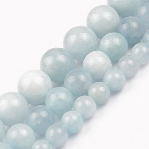 Natural Stone Beads 6/8/10mm Blue Aquamarines Loose Round Spacer Beads for Jewerly Making DIY Bracelets 15inch