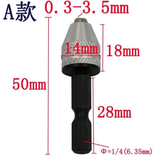 1/4"6.35mm Inch Keyless Drill Bit Chuck Quick Change Adapter Converter Hex Shank Capacity Range 0.3mm-13mm Drill Chuck