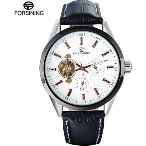FORSINING Relogio Masculino 2017 Simple Men Watches Fashion Automatic Mechanical Calendar Tourbillion Week Display A825