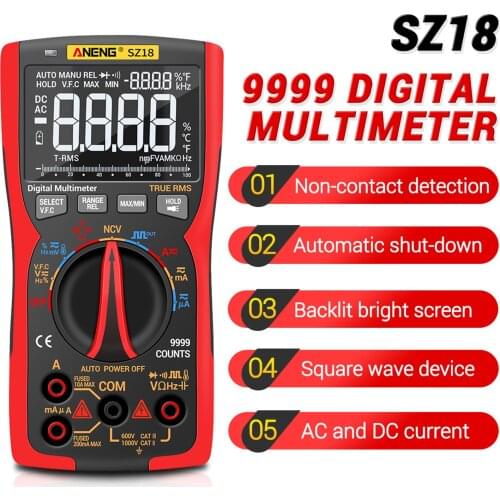 SZ18 Digital Multimeter 9999 Professional True RMS Analog Tester Multimetro DIY Transistor Capacitor NCV Testers Lcr Meter