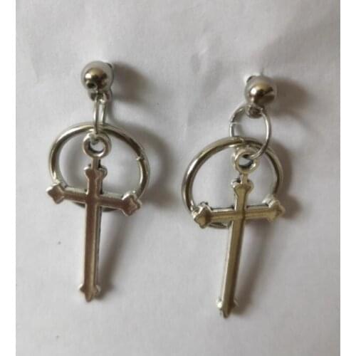 Ex460 Vintage Punk Personality geometric Circle cross earrings Small round ball earrings female charm jewelry accessories