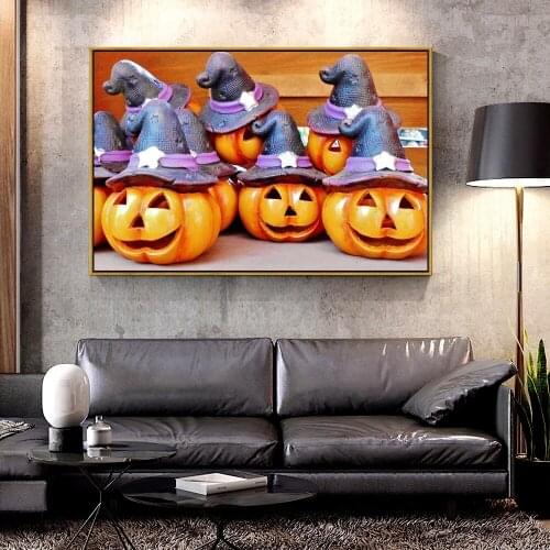 Forbeauty Oil Canvas Painting halloween_pumpkin_hat For Home Decoration Wall Art
