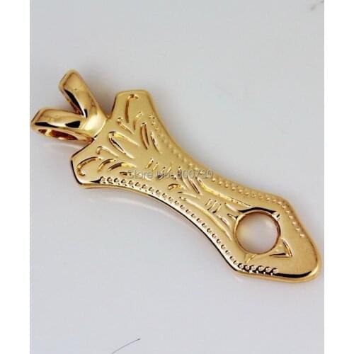 KBA01) 50pc Western Engraved Concho Necklace Pendant Adapter Gold