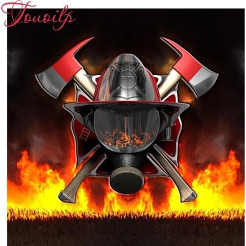 TOUOILP FULL SQUARE&ROUND 5D FIREMAN FIREFIGHTER DIAMOND PAINTING KIT PREMIUM