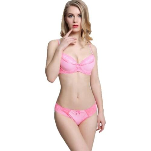 New Sexy Pink White Black Push Up Panties and Bra Sets Female BCDE Cup Underwear Fashion Women Plus Size Lingerie