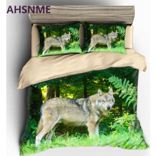 AHSNME Lonely Wild Wolf Pattern Bedding set Jungle Real Animal Photo Quilt Cover High-definition Print Home Textiles
