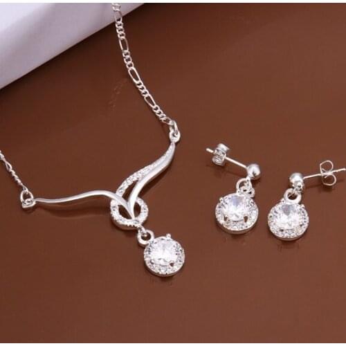 S606 925 sterling silver jewelry set, fashion jewelry set necklace earring /axzajpga godapfka