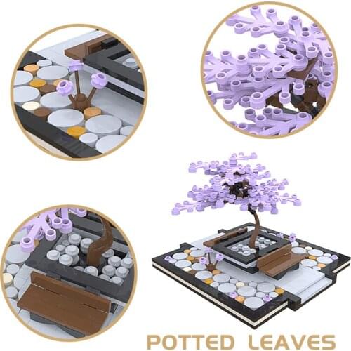 MOC Mini Lucky Bicolor Flower Building Blocks Set Potted Leaf Grass Color Plants Brick Home Decoration Assemble Toy For Children