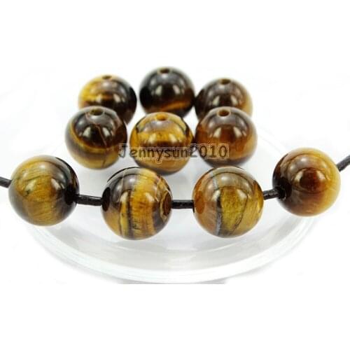 Natural 8mm Tigers Eye Gems Stone (2mm) Big Hole Round Beads for Jewelry Making Crafts 100Pcs/Pack