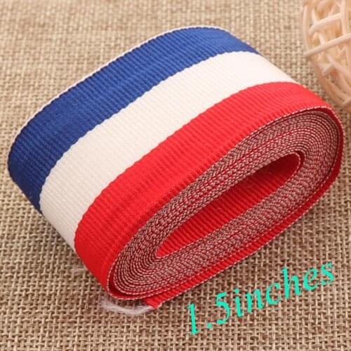 1.5" Webbing,1 1/2" Blue White Red Stripe Soft Ribbon DIY Clothing Shoes Bag Belts Strap,By The Yard-38mm Webbing Strap