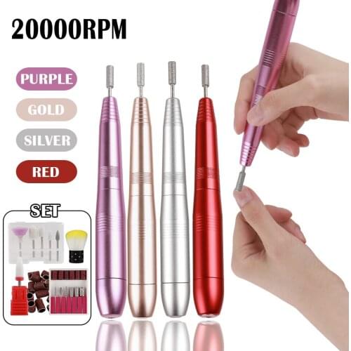 Electric Art Nail Drill Machine Pen Handle File Polish Grind Machine Handpiece Manicure Pedicure Tools Bits USB Accessories