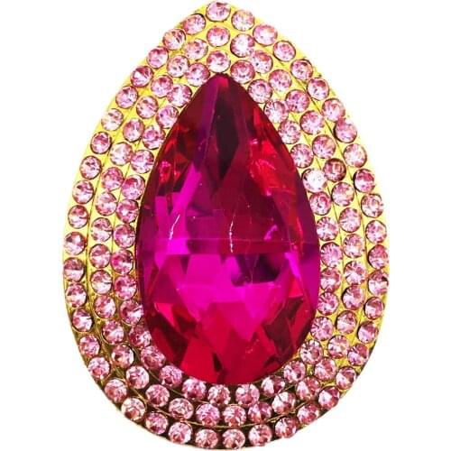 Fashion Fuchsia Pink Rhinestone Teardrop Water Dorp Brooches Womens Alloy Branch Brooch Pins Suits Dress Banquet Brooch BRO16