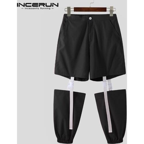 Fashion Men Casual Pants Joggers Button 2021 Streetwear Patchwork Hollow Out Loose Trousers Men Pockets Pantalones S-5XL INCERUN