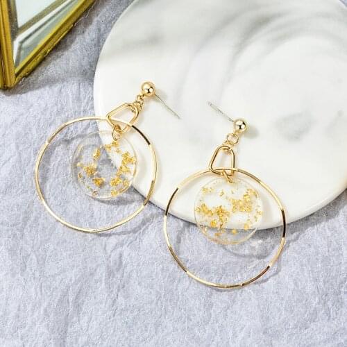 Fashion New Big Round Hanging Earrings For Women Metal Vintage Statement Earring 2021 Trend Golden Female Wedding Jewelry Gift