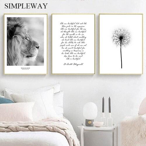 Motivational Wall Art Canvas Poster and Print Lion Animal Painting Nordic Decorative Picture Scandinavian Living Room Decoration