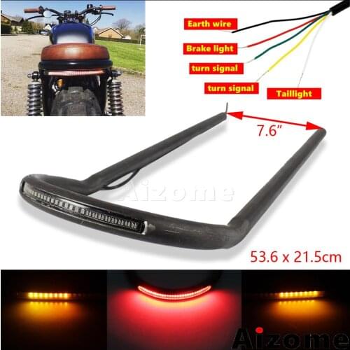 Motorcycle Upswept Seat LED Brake Turn Signal Light Tail Hoop For Honda Yamaha Suzuki BMW R 7/8" Cafe Racer Seat Frame Loop Tube