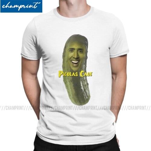 Picolas Cage Mens T Shirts Nicolas Cage Funny Meme Awesome Tee Shirt Short Sleeve T-Shirt Pure Cotton Graphic Printed Tops