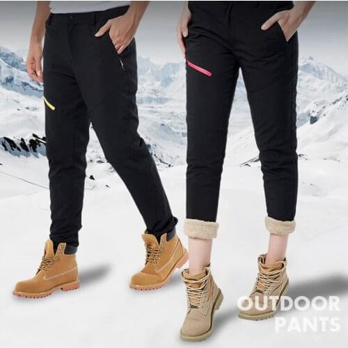 Men Women Outdoor Winter Fleece Pants Thick Thermal Waterproof Windproof Anti-Sweat Detachable Trousers Climbing Skiing Pants
