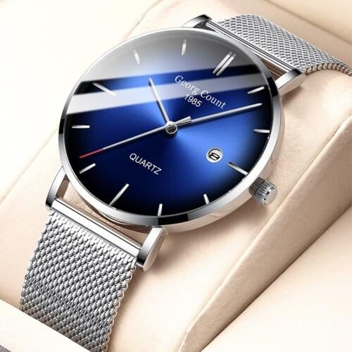 Males Fashion Watch for Men Top Brand Luxury Military Stainless Steel Slim Watch Clock Waterproof Analog Quartz Wrist watch 40mm