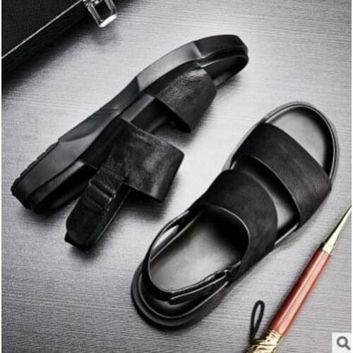 Men Sandals 2018 New Hot Fashion Style Rome Gladiators Flat heel Cow leather Mens Sandalias