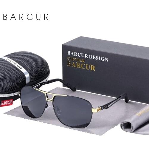 BARCUR Design Pilot Sunglasses Metal Frame Men Polarized Sun Glasses Mirror Eyewear Trend Styles UV400 Protection