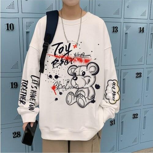 Cubs splash ink round neck sweater mens spring and autumn Korean version of the trend of hip-hop tide brand plus size sweater