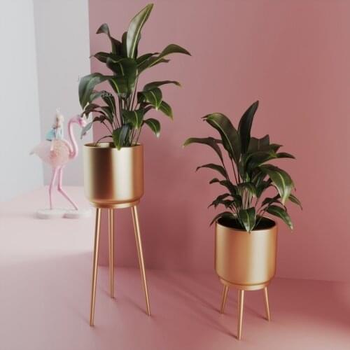 Living Room Floor-standing Flower Pot Rack Wrought Iron Office Hotel Flower Stand Simple Indoor Balcony Plant Shelf Decoration