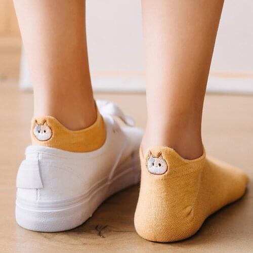 Hot Sold Socks Women New Spring Ankle Socks Girl Cotton Cute Cats Color Novelty Women Short Fashion Style Casual Socks Lady