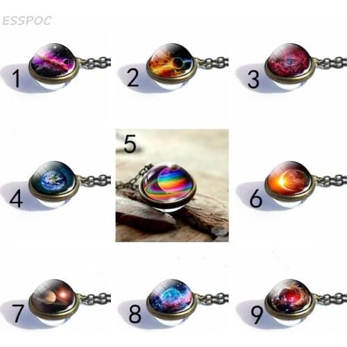 New Nebula Galaxy Double Sided Pendant Necklace Universe Planet Jewelry Glass Art Picture Handmade Statement Necklace Gifts
