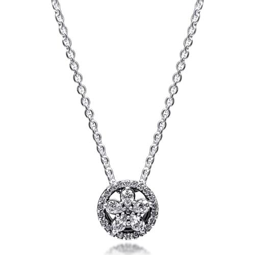 CKK Sparkling Snowflake Necklace Choker Pendant Colgantes Chakra Collares Pingente 925 Sterling Silver Women Jewelry