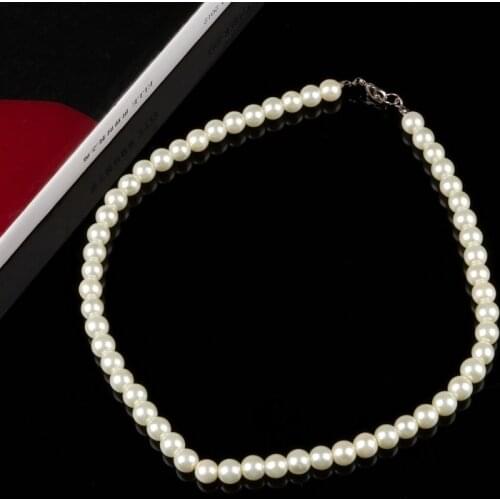 New 2021 Pearl Necklaces for Women 8mm Simulated Pearl Chain Necklace Collier Femme Choker Wedding Bridal Jewelry Party Gifts