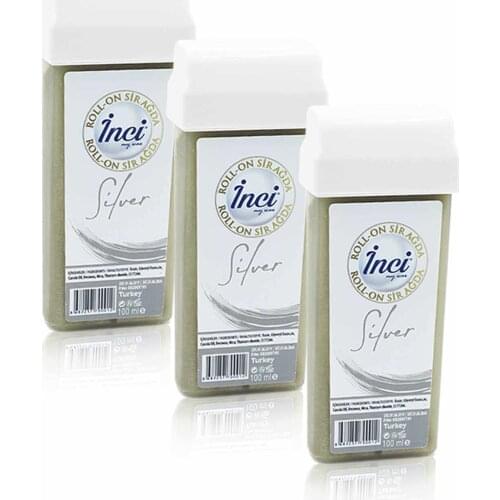 Pearl silver cartridge roll on depilatory 3 PCs, filling, waxing depilation, sugar-free wax, hair removal, feather