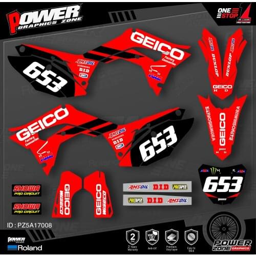 PowerZone Custom Team Graphics Backgrounds Decals Stickers Kit For HONDA 2018 2019 2020 CRF250R 2017 2018 2019 2020 CRF450 008