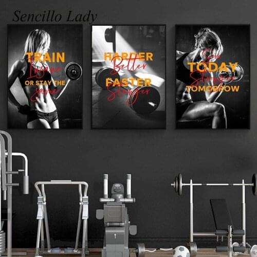 Sex Fitness Girl Poster Bodybuilding Canvas Painting Print Motivational Quotes Workout Wall Art Picture Gym Training Room Decor