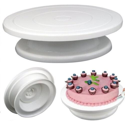 28cm Plastic Cake Plate Turntable Rotating Anti-skid Round Cake Stand Cake Decorating Rotary Table Kitchen DIY Baking Tool-S