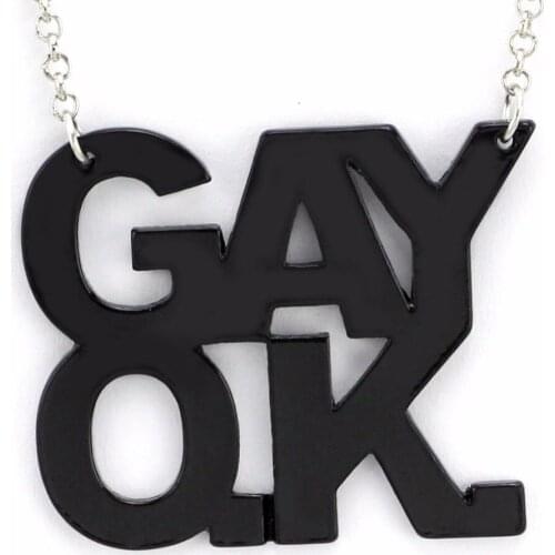 Stainless Steel Gay Pride Alphabets Pendent Necklace Best Friend Jewelry LGBT Chain Necklace & Pendants For Men Women Collares