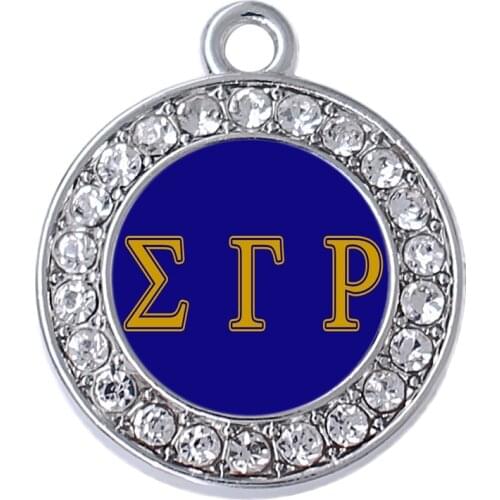 Hot popular university Greek letter society SIGMA GAMMA RHO sorority logo enamel mirror metal pendant