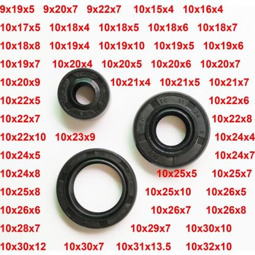 2Pc 9MM 10MM TC Oil Seal Black Nitrile Shaft Gasket Radial Steel Rubble Ring 10x17x5/10x18x7/10x19x5/10x19x7-26x8-x20x5-25x7Mm